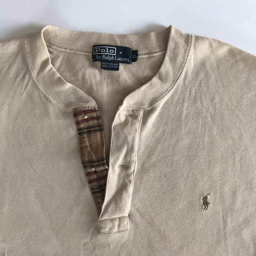 POLO RALPH LAUREN Plaid Detail Long Sleeve Tee
